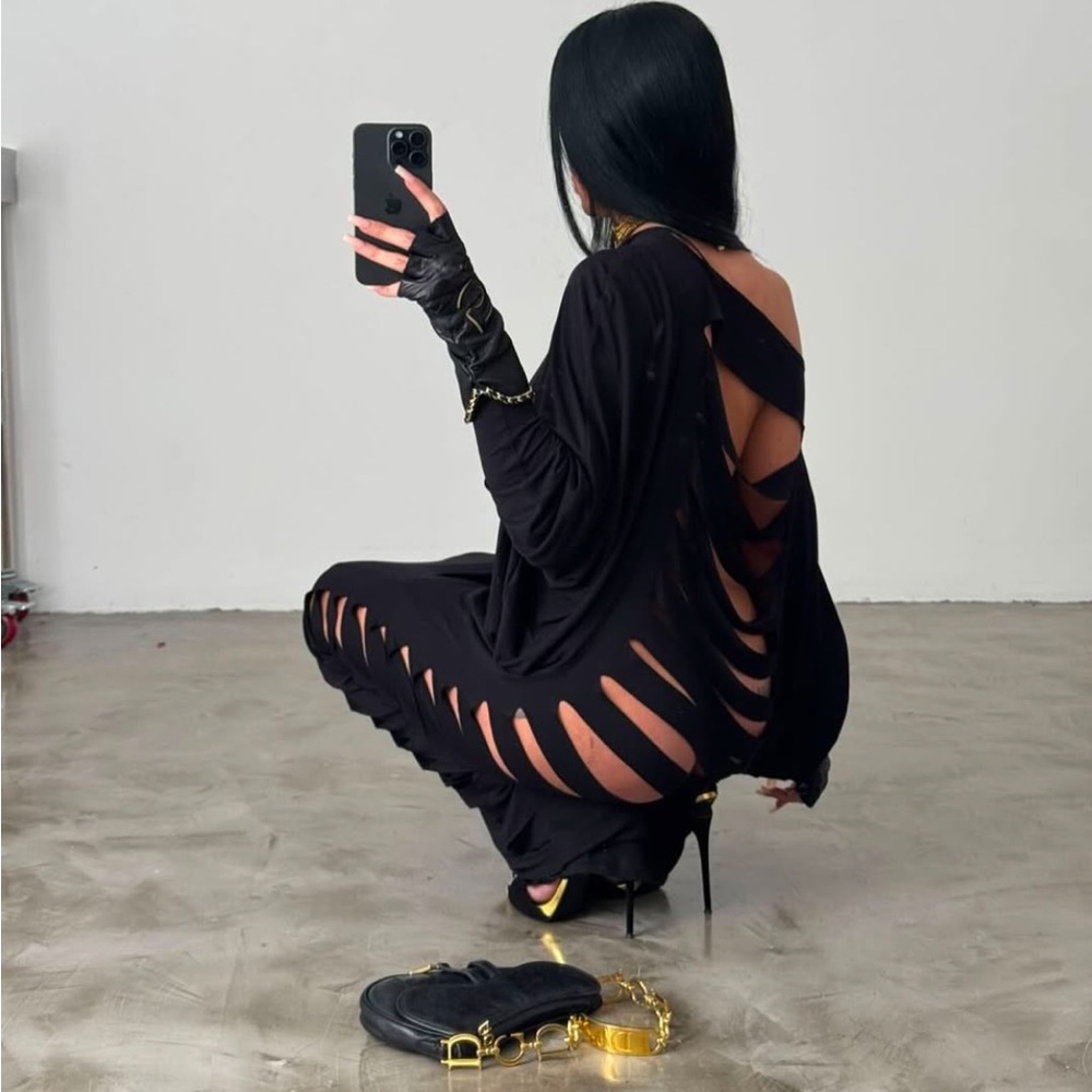 SEXY Black Cut-Out Maxi Dress Xs